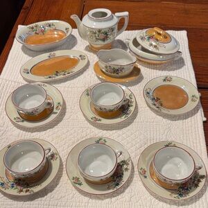 Peach Porcelain Lusterware Demitasse Children’s Tea Set
